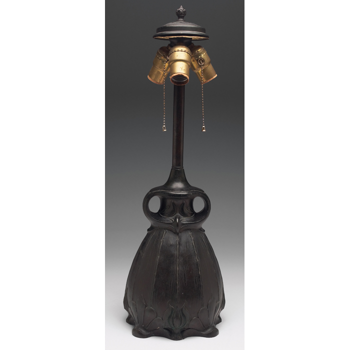 Appraisal: Pittsburgh lamp base three-socketform in bronzed metal unusual shaperesembling an