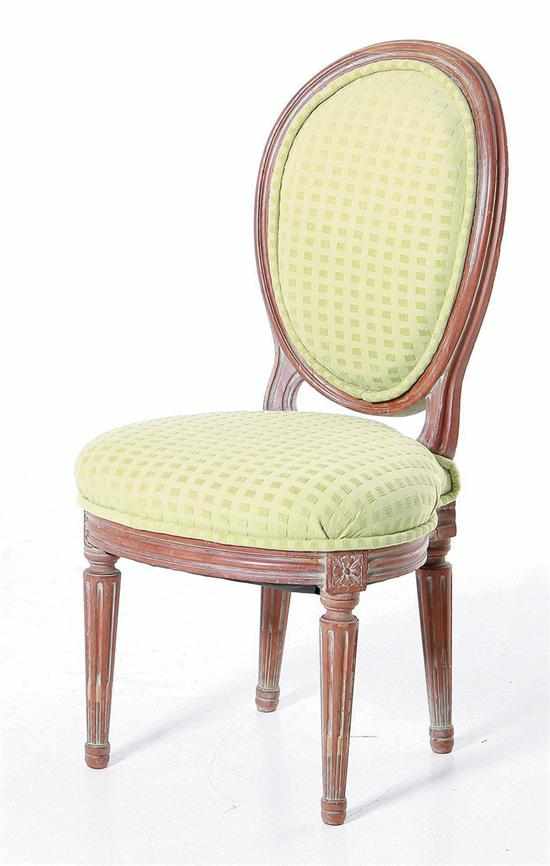 Appraisal: Louis XVI style walnut slipper chair late th century molded