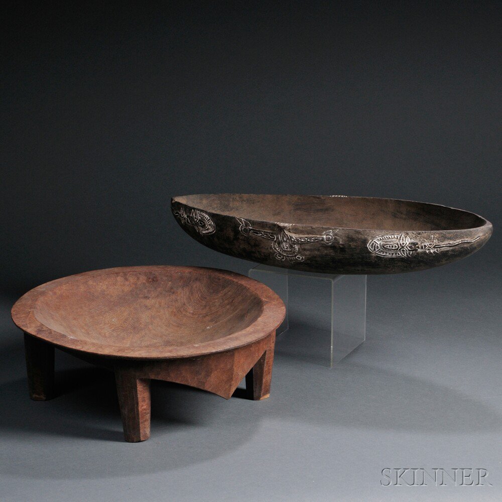 Appraisal: Two South Pacific Carved Wood Bowls a Tami Island form