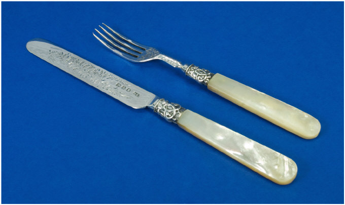 Appraisal: Good Quality Victorian Silver and Mother of Pearl Knife and