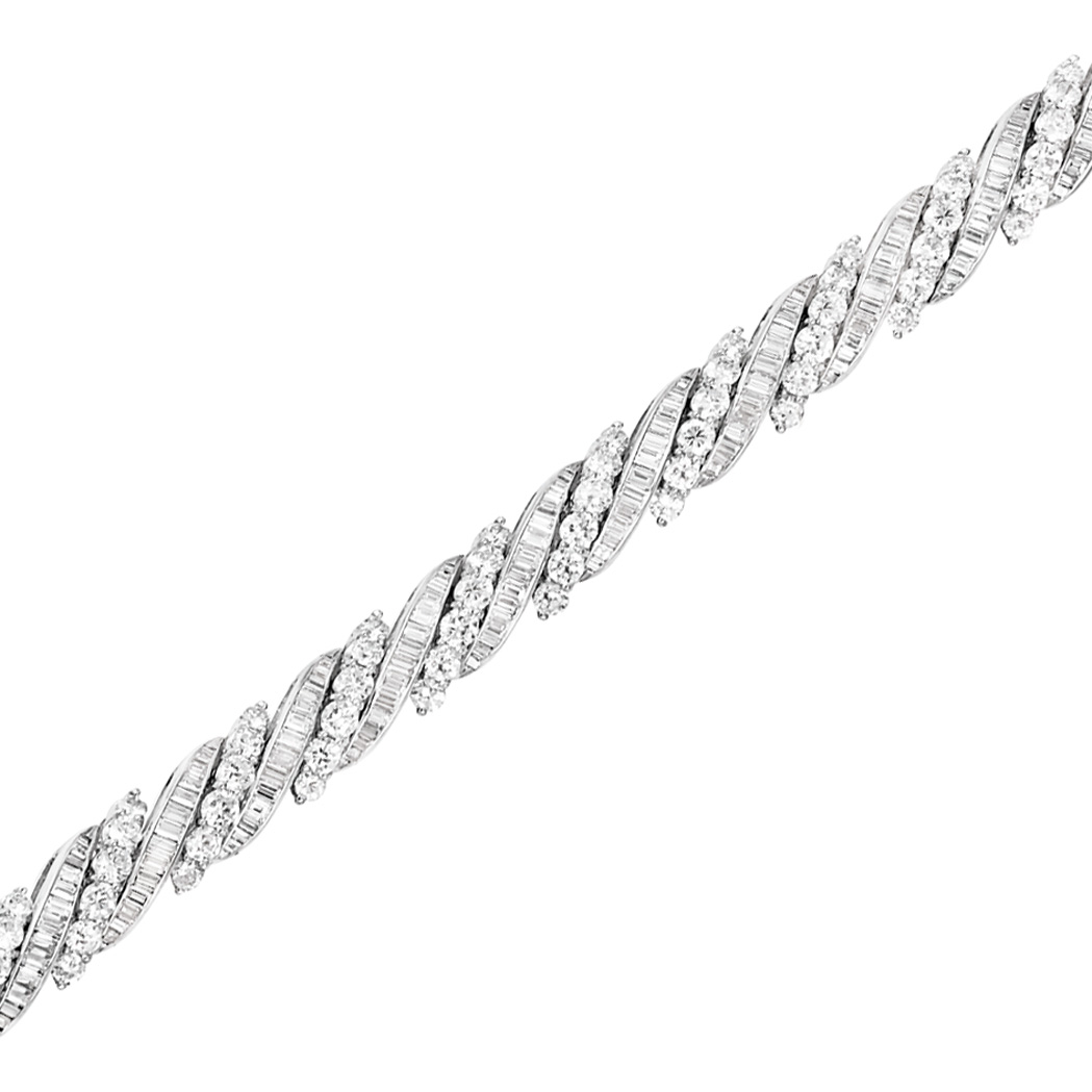 Appraisal: White Gold and Diamond Bracelet diamonds ap cts ap dwt