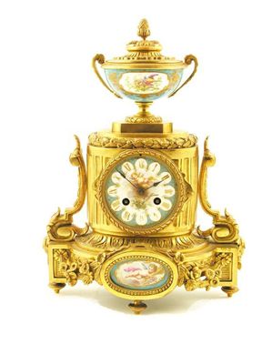 Appraisal: A late th century French gilt brass and porcelain mounted