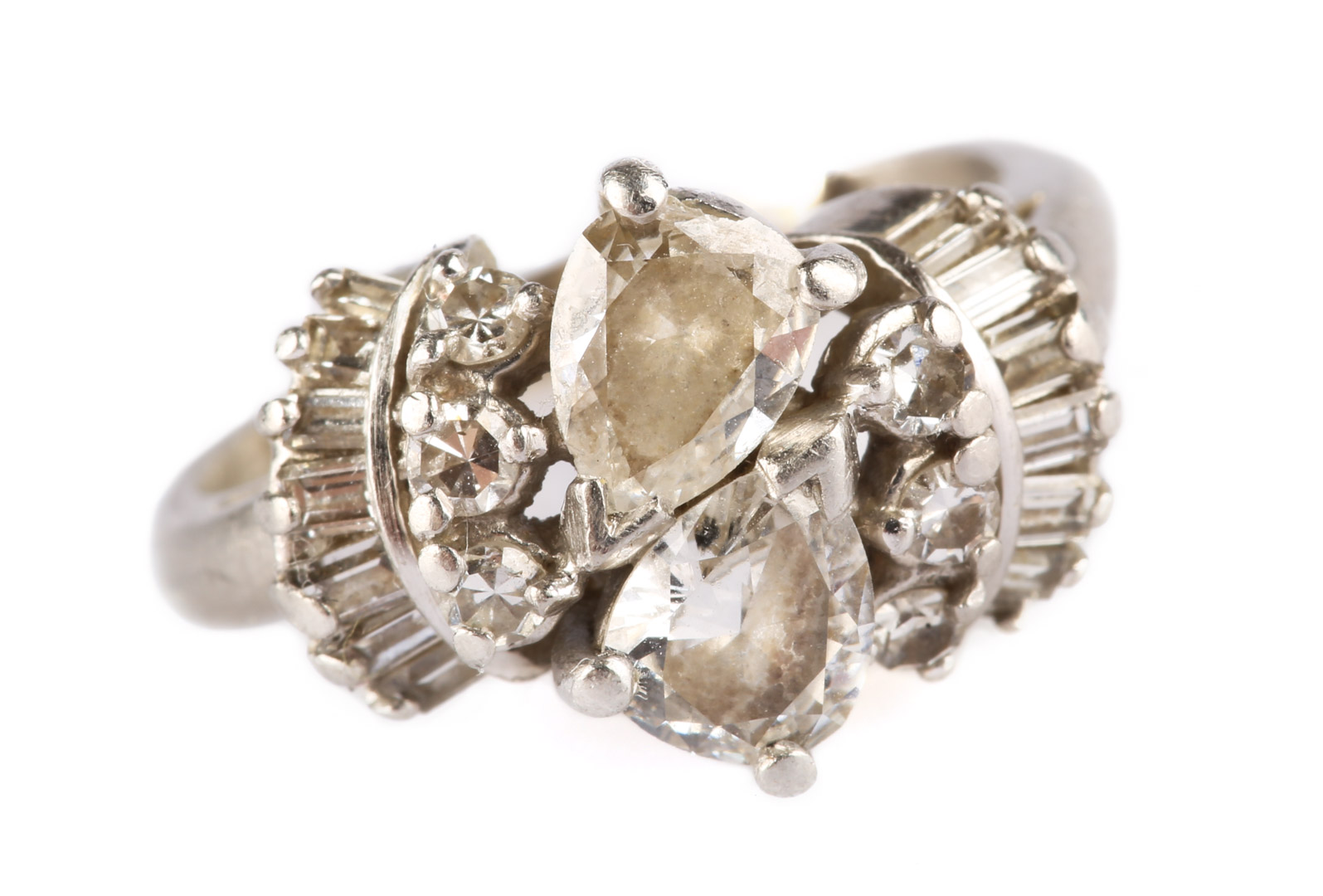 Appraisal: An Art Deco Diamond Ring in Platinum platinum pear shaped