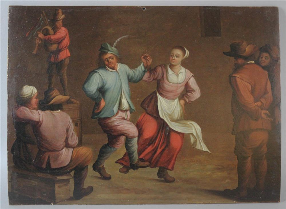 Appraisal: AFTER TENIERS TH CENTURY PAIR OF GENRE PAINTINGS Oil on