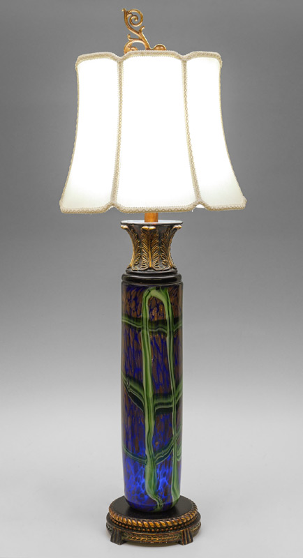 Appraisal: ITALIAN MURANO GLASS TABLE LAMP Art glass body cobalt ground