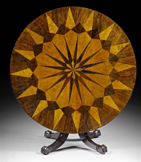 Appraisal: FINE GEORGE IV ROSEWOOD AND SATINWOOD PARQUETRY BREAKFAST TABLE CIRCA