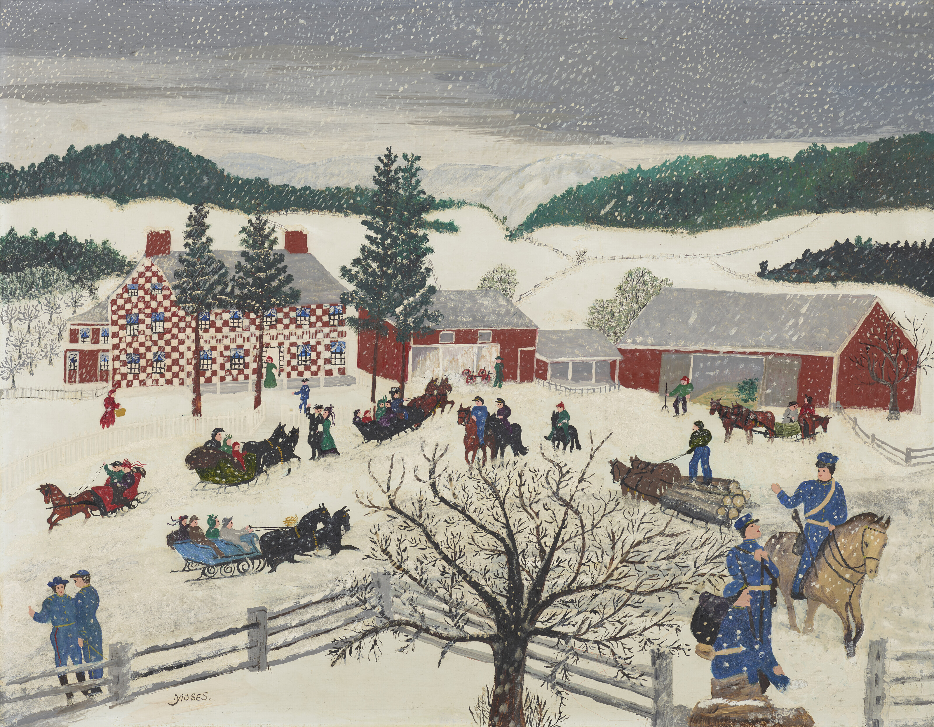 Appraisal: ANNA MARY ROBERTSON 'GRANDMA' MOSES - THE CHECKERED HOUSE IN