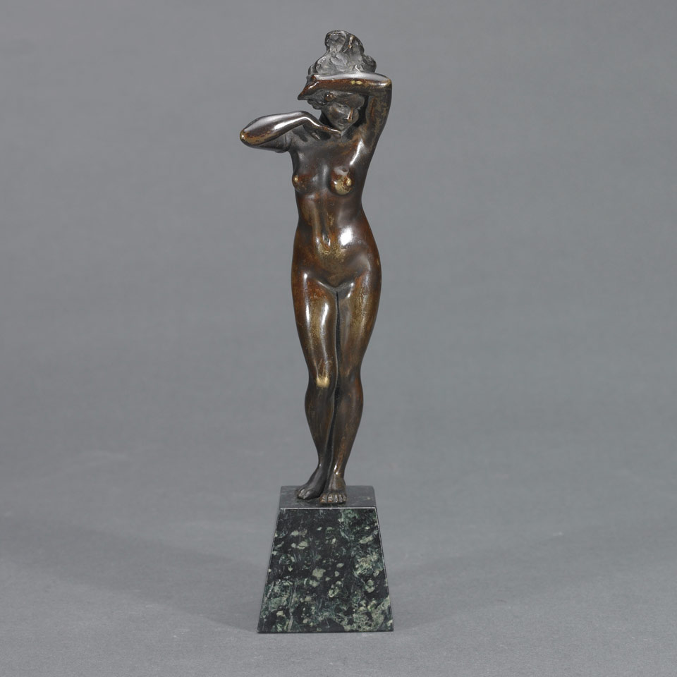 Appraisal: French School Small Patinated Bronze Nude th century Height -