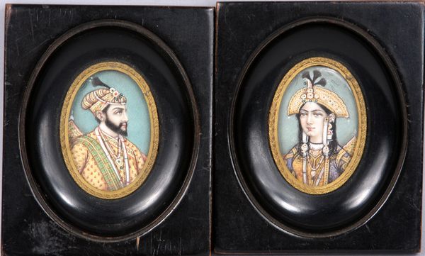 Appraisal: Pair of th Century Indian miniature paintings on ivory x