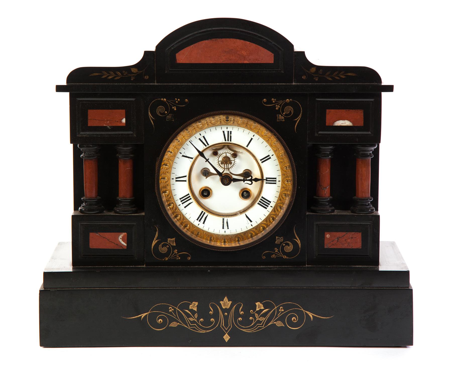 Appraisal: EASTLAKE VICTORIAN BLACK SLATE MANTEL CLOCK American th quarter- th