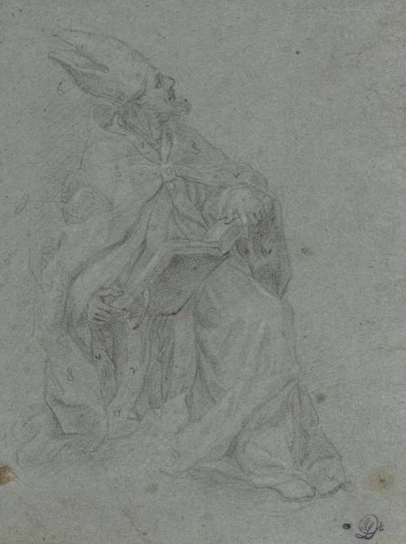 Appraisal: ROMAN TH CENTURY Bishop kneeling with open book Verso further