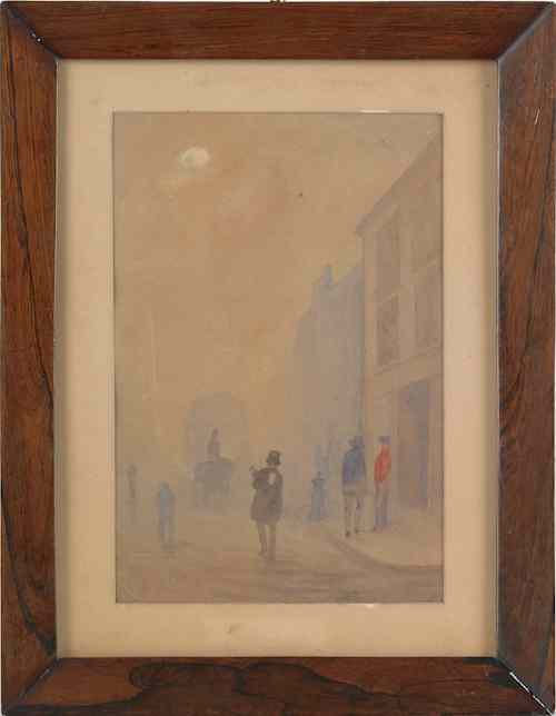 Appraisal: Watercolor street scene signed lower left Whistler x