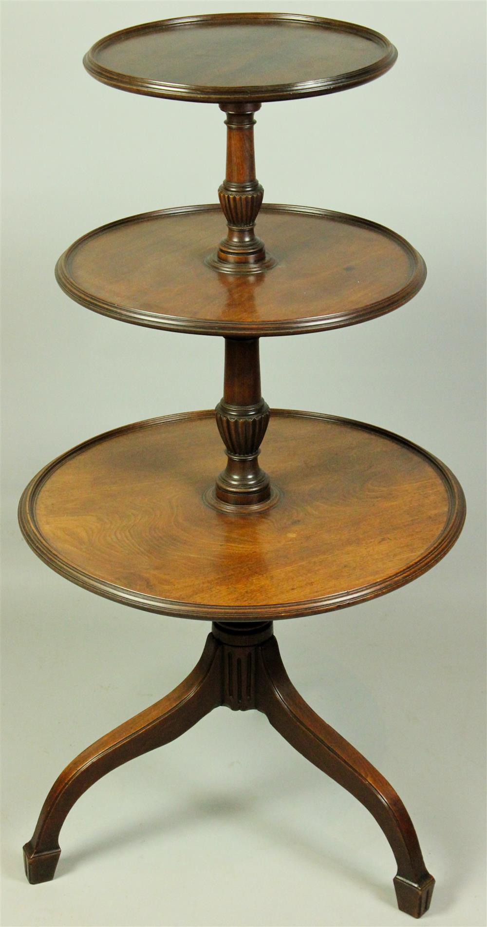 Appraisal: FEDERAL STYLE CARVED MAHOGANY THREE-TIERED DUMB WAITER having three graduated