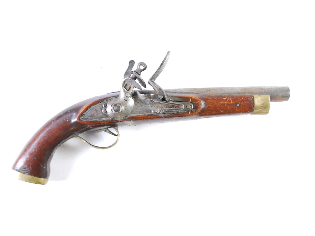 Appraisal: POSSIBLY TURKISH COPY OF AN PATTERN FLINTLOCK PISTOL with brass