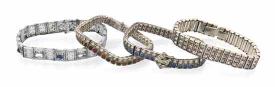 Appraisal: A Group of Four Art Deco Rhinestone Bracelets s consisting