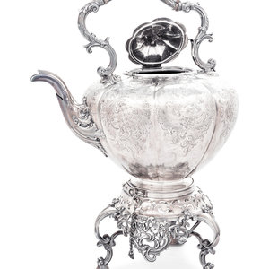 Appraisal: An English Silver-Plate Kettle on Lampstand th Century marked to