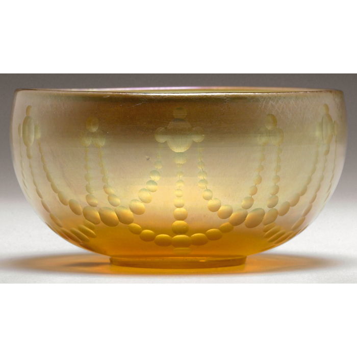 Appraisal: Unusual L C Tiffany bowl gold favrile glass with overall