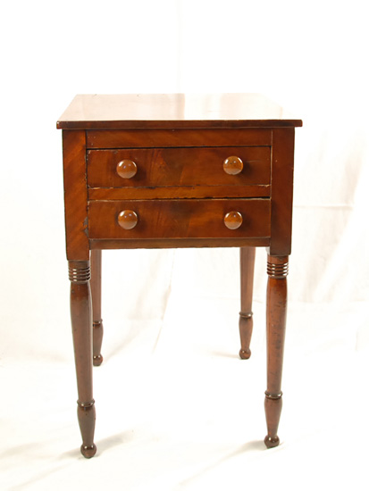 Appraisal: A Sheraton-sty e Mahogany Two-Drawer Work Stand New England with