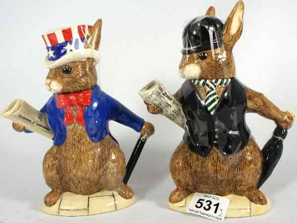 Appraisal: Royal Doulton Bunnykins Teapots London City Gent D and USA