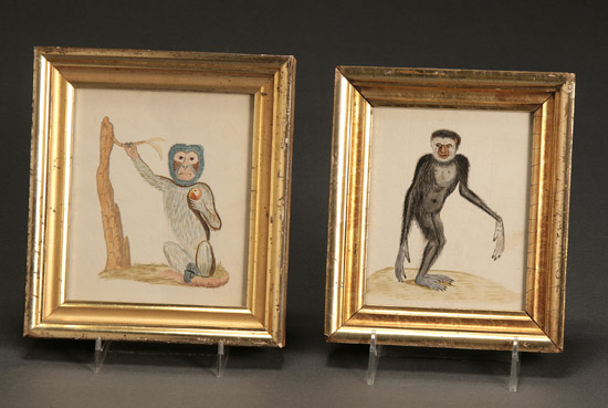 Appraisal: Continental School th Century Studies of Monkeys Two Works Each