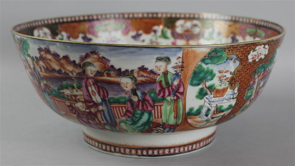 Appraisal: CHINESE EXPORT FAMILLE ROSE MANDARIN PALETTE PUNCH BOWL TH C