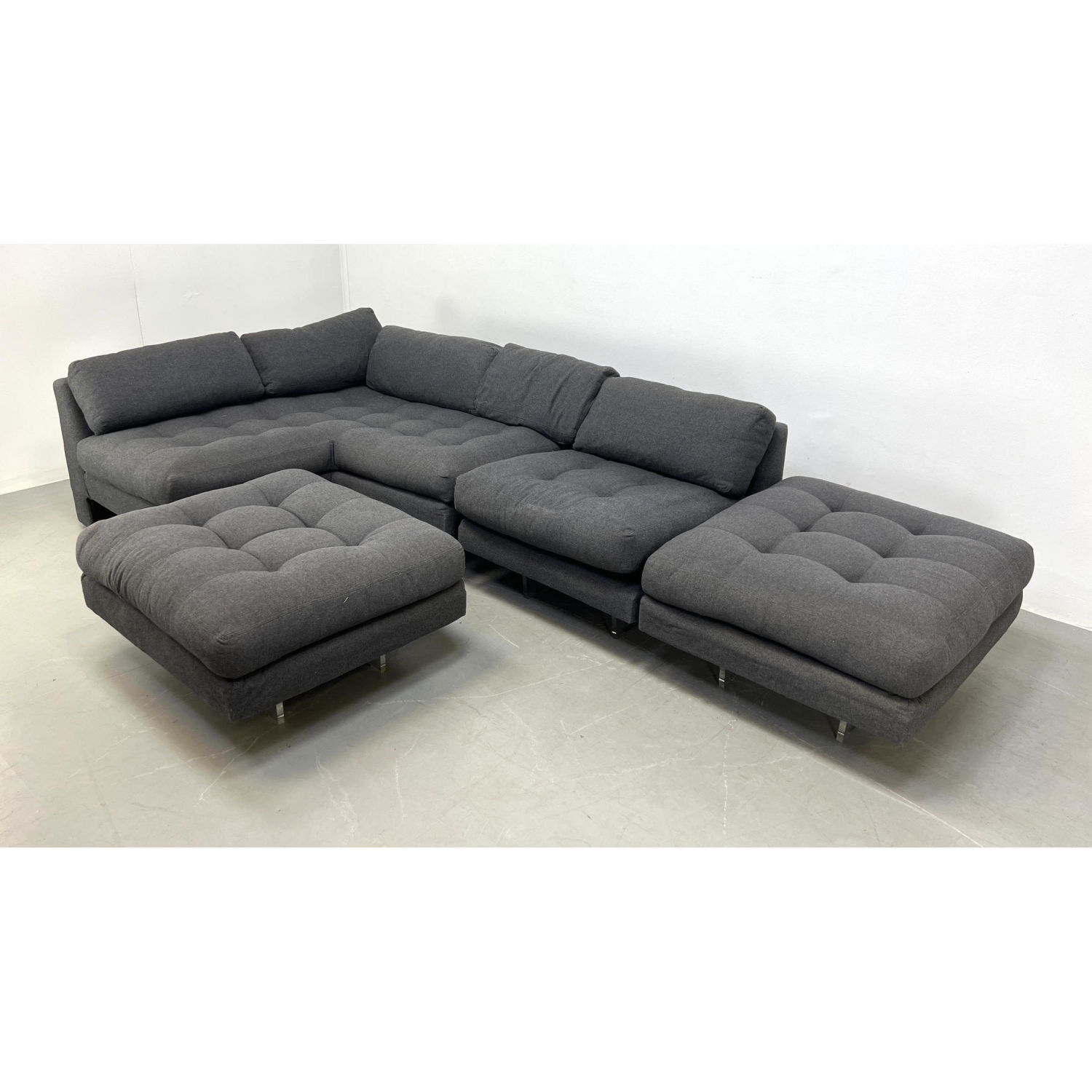 Appraisal: Gray VLADIMIR KAGAN sectional sofa with Lucite base Dimensions H