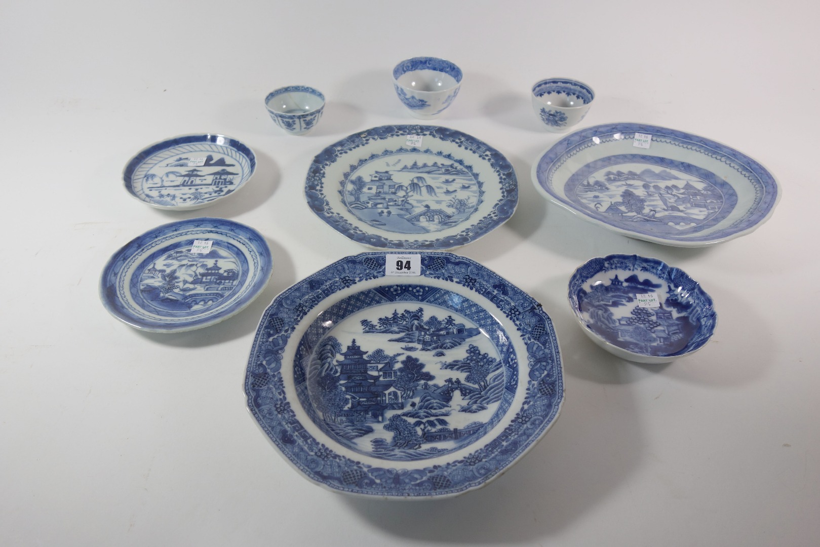 Appraisal: Two Chinese Export blue white plates Qianlong a similar lozenge