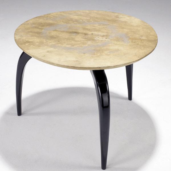 Appraisal: MODERN Side table with natural parchment top on enameled wood