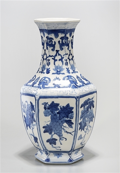 Appraisal: Chinese blue and white porcelain hexagonal vase with floral decoration