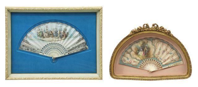 Appraisal: lot of Ladies' folding fans each housed in giltwood frame