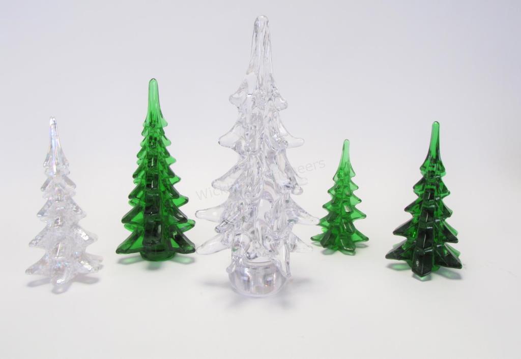 Appraisal: Group of crystal and glass trees five total including John