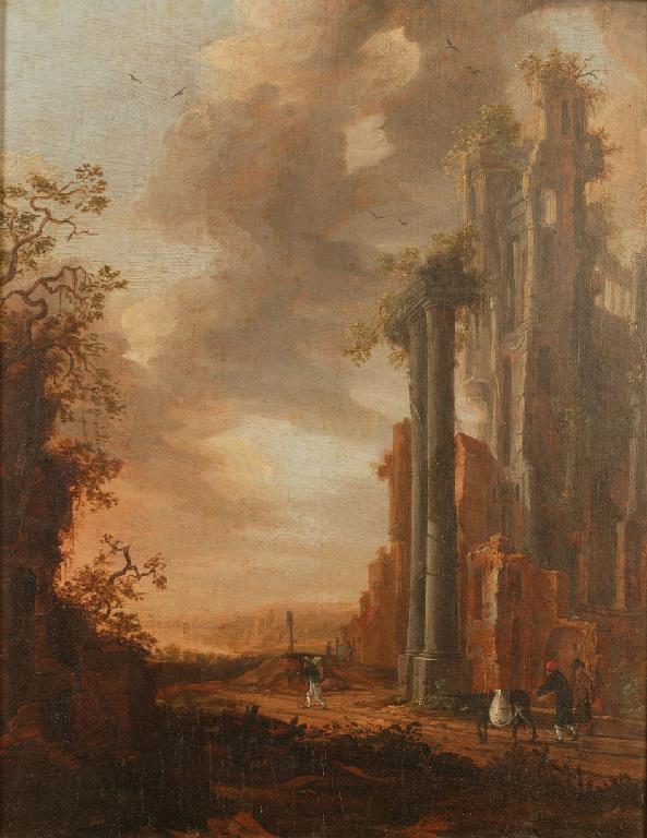 Appraisal: CIRCLE OF JAN VAN BOTH An overgrown ruin with figures