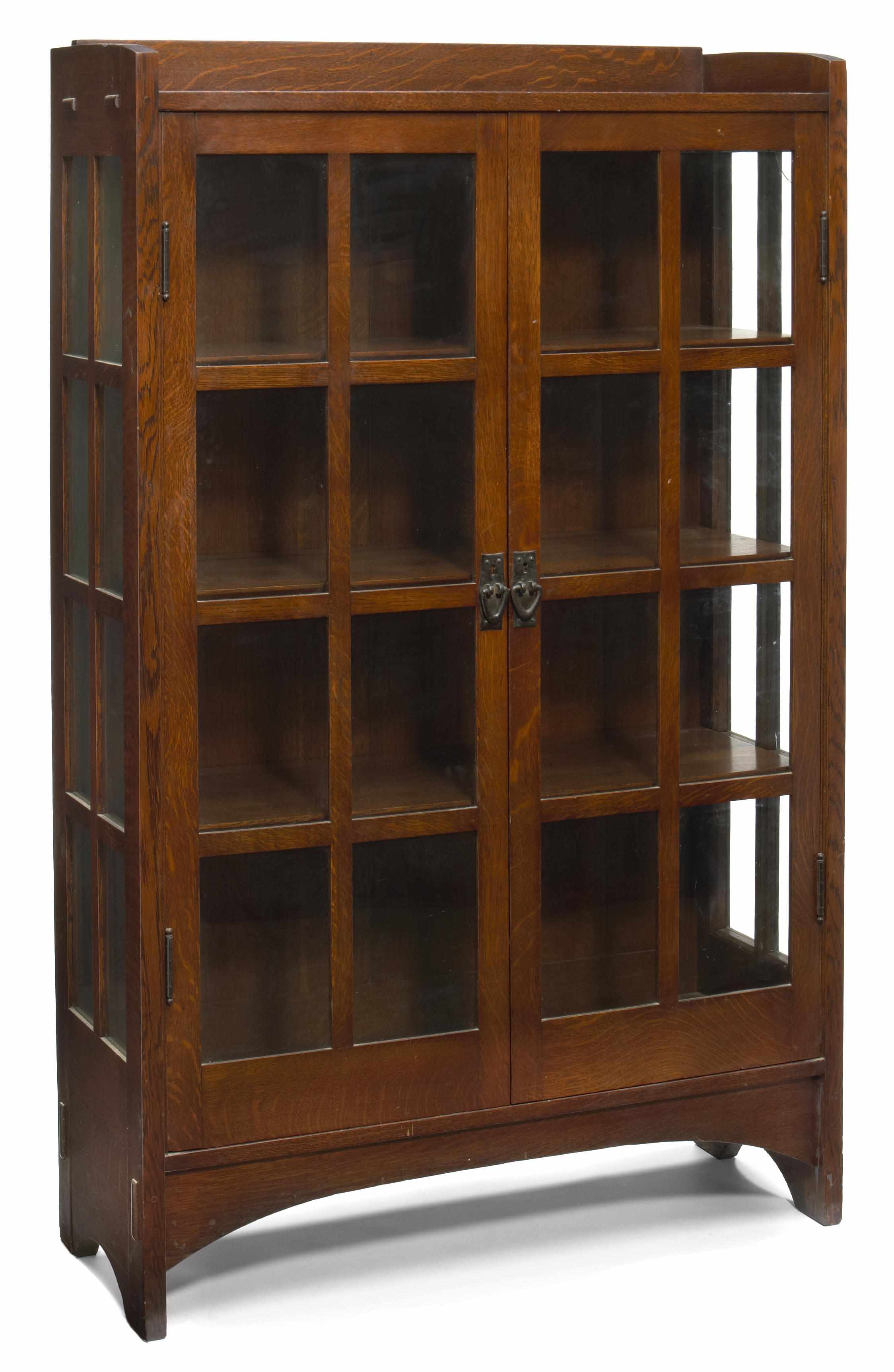 Appraisal: A Gustav Stickley oak china cabinet model circa with adjustable