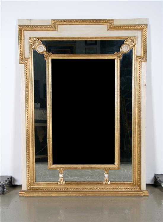 Appraisal: A Neoclassical Painted and Parcel-Gilt Mirror Height x width inches