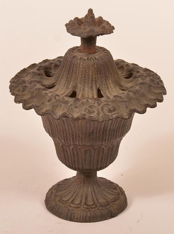 Appraisal: th Century Small Cast Iron Covered Urn th Century Small