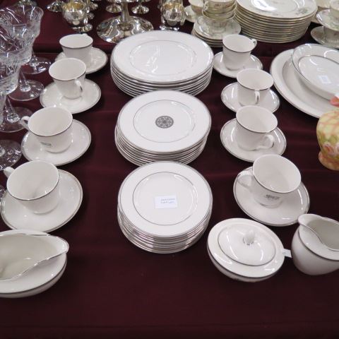 Appraisal: pc Royal Doulton Oxford Platinum ChinaService for with gravy platter