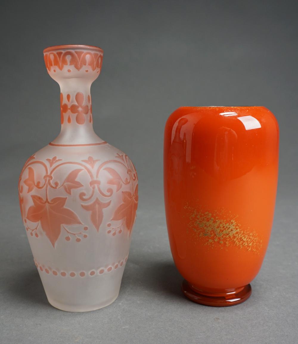 Appraisal: Webb Sons Rose Overlaid Frosted Cameo Glass Vase and an