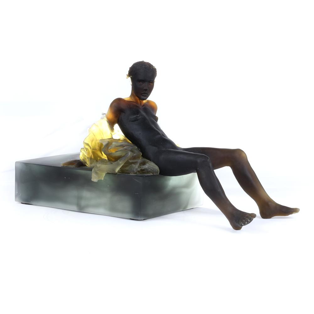 Appraisal: NICOLAS AFRICANO AMERICAN B UNTITLED RECLINING FEMALE NUDE CAST GLASS