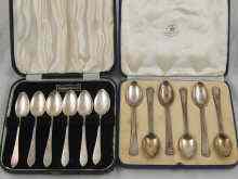 Appraisal: Two boxed sets of six silver tea coffee spoons Sheffield