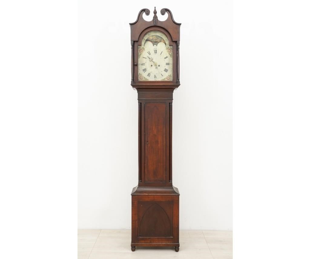 Appraisal: Late Sheraton mahogany tall case clock circa with -day works