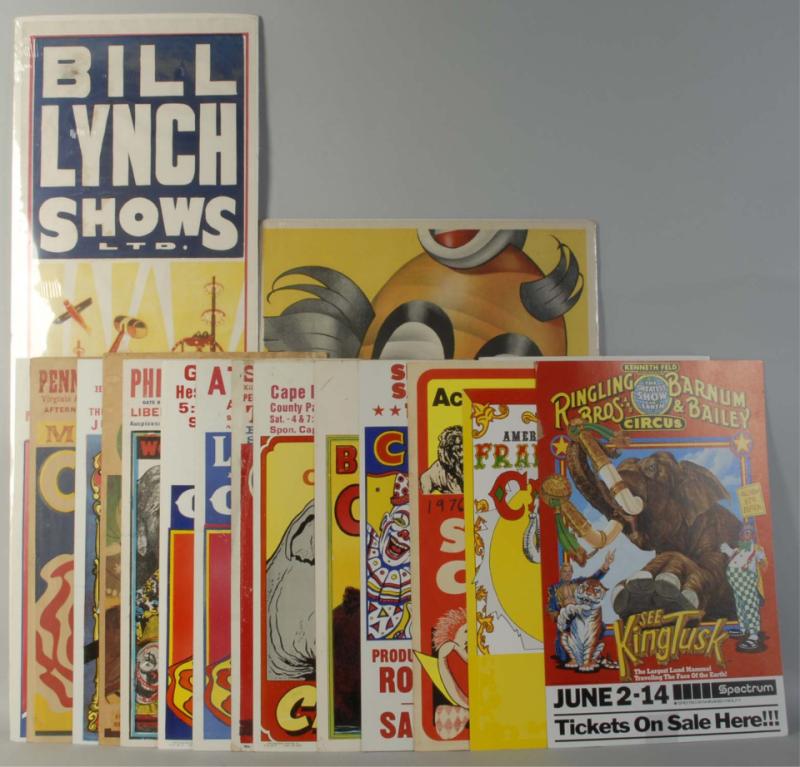 Appraisal: This lot contains mostly s- s cardboard circus posters Condition