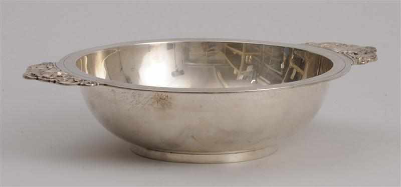 Appraisal: TIFFANY CO STERLING SILVER TWO-HANDLED FOOTED BOWL After the everted