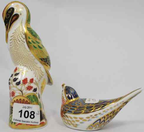 Appraisal: Royal Crown Derby paperweights A Green Woodpecker and a Bird