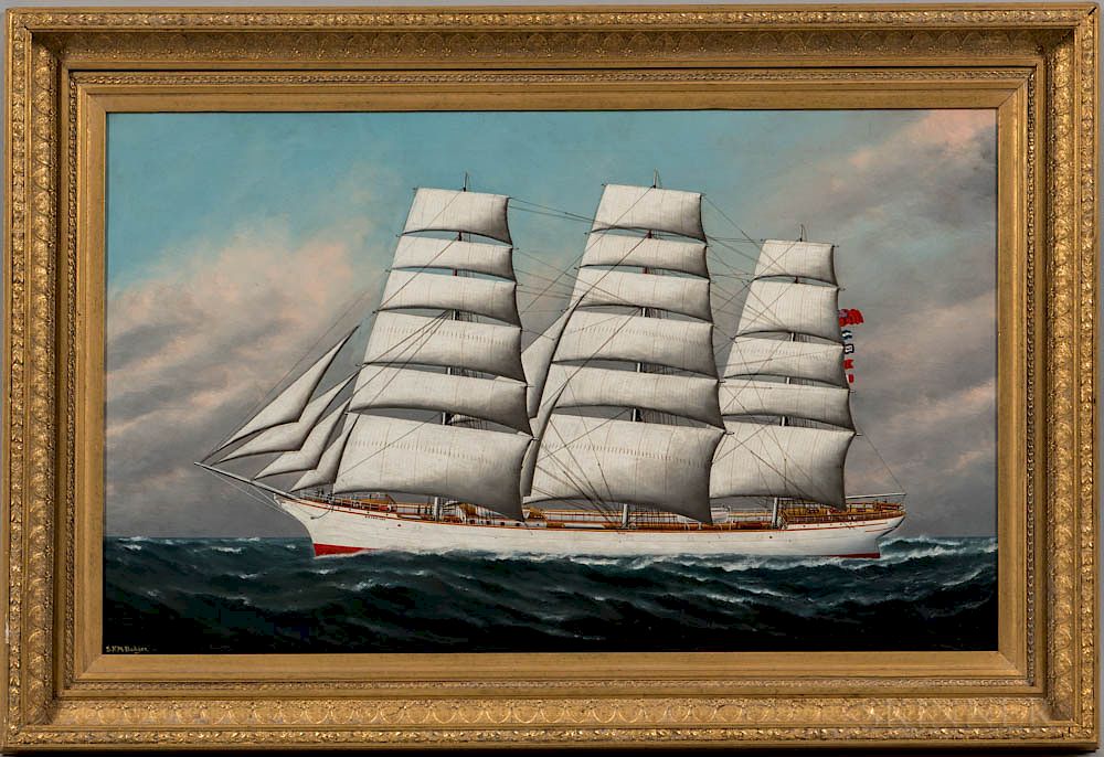 Appraisal: Solon Francis Montecello Badger Massachusetts - Portrait of the Windjammer