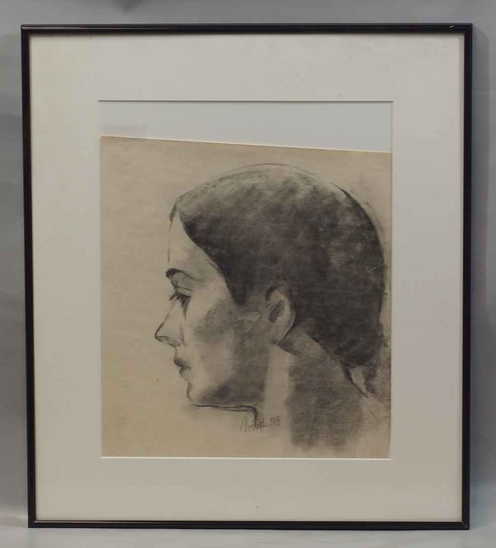 Appraisal: Tom Bostelle American PA - charcoal on paper Portrait of