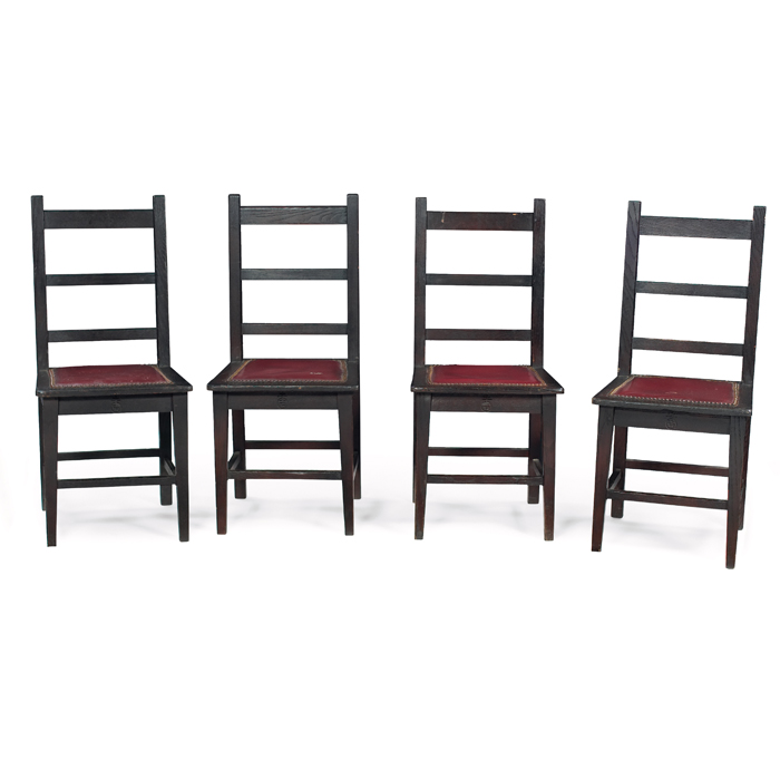 Appraisal: Roycroft chairs set of four three horizontal slats at back