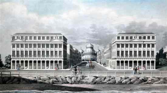 Appraisal: George Hunt c coloured aquatint Perspective view of Oriental Place