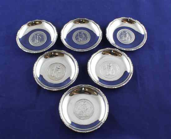 Appraisal: A set of six th century Chinese silver nut dishes