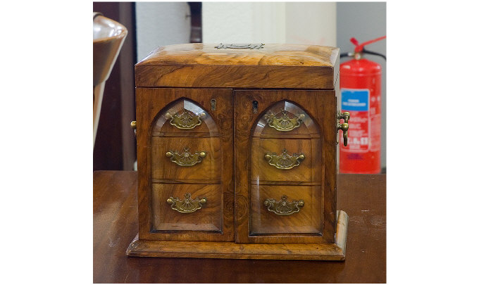 Appraisal: Late Victorian Burr Walnut Jewellery Casket drawers with a top