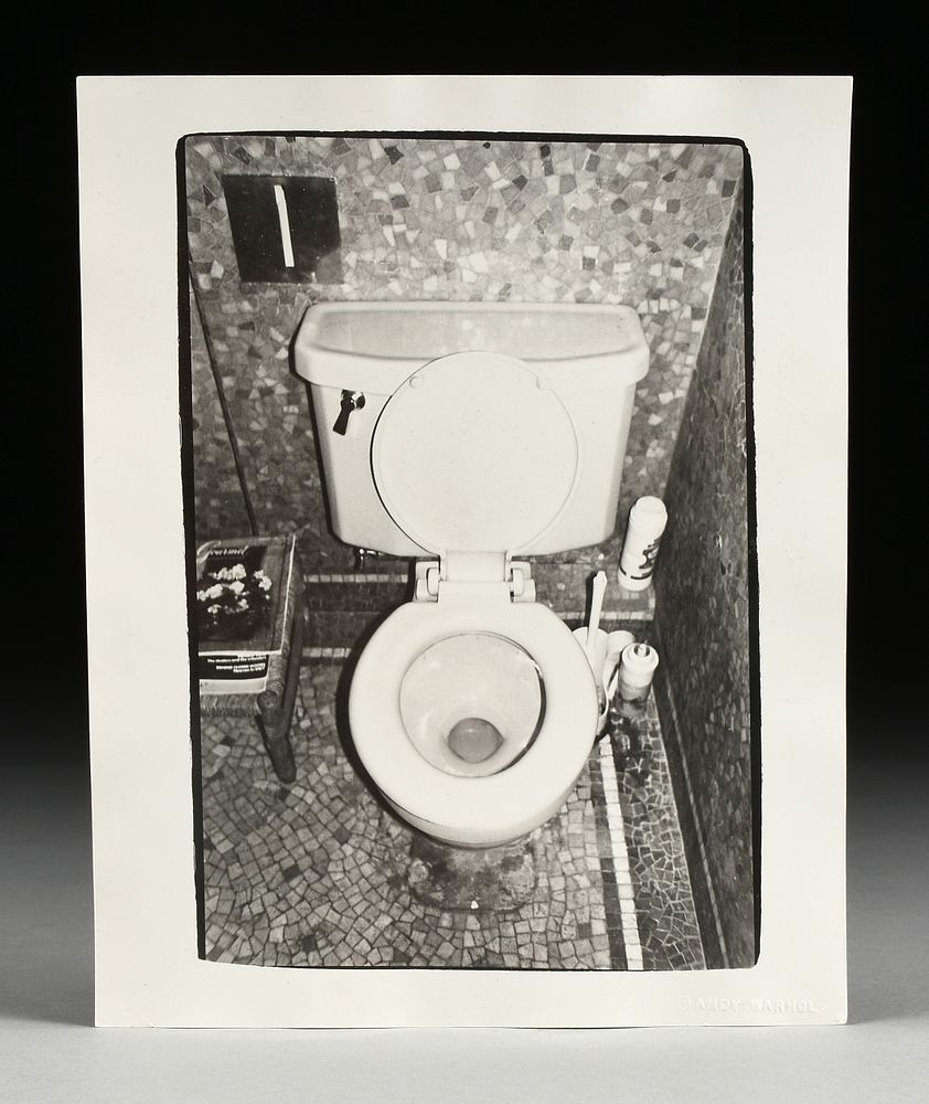 Appraisal: ANDY WARHOL American - A PHOTOGRAPH SIGNED Toilet with Tesserae